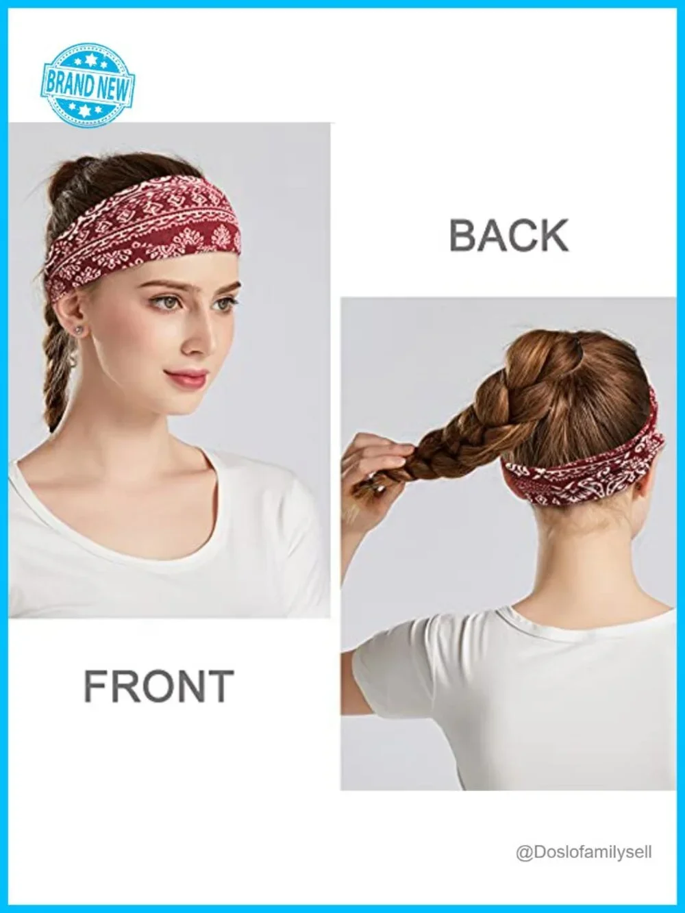 Wide Yoga Headband 6 Pack Stretchable Sweat Absorbing Polyester Spandex Workout